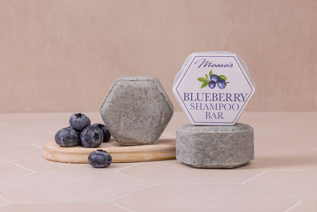 handmade blueberry honey shampoo bar for silky hair