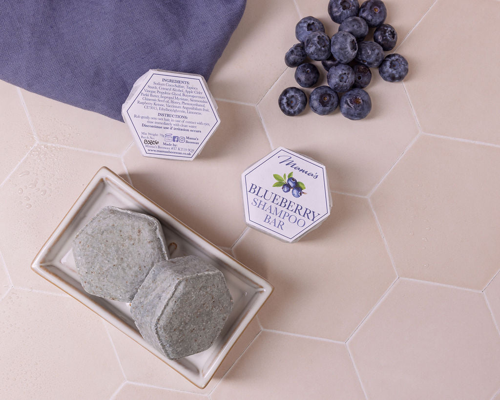 handmade blueberry honey shampoo bar for silky hair