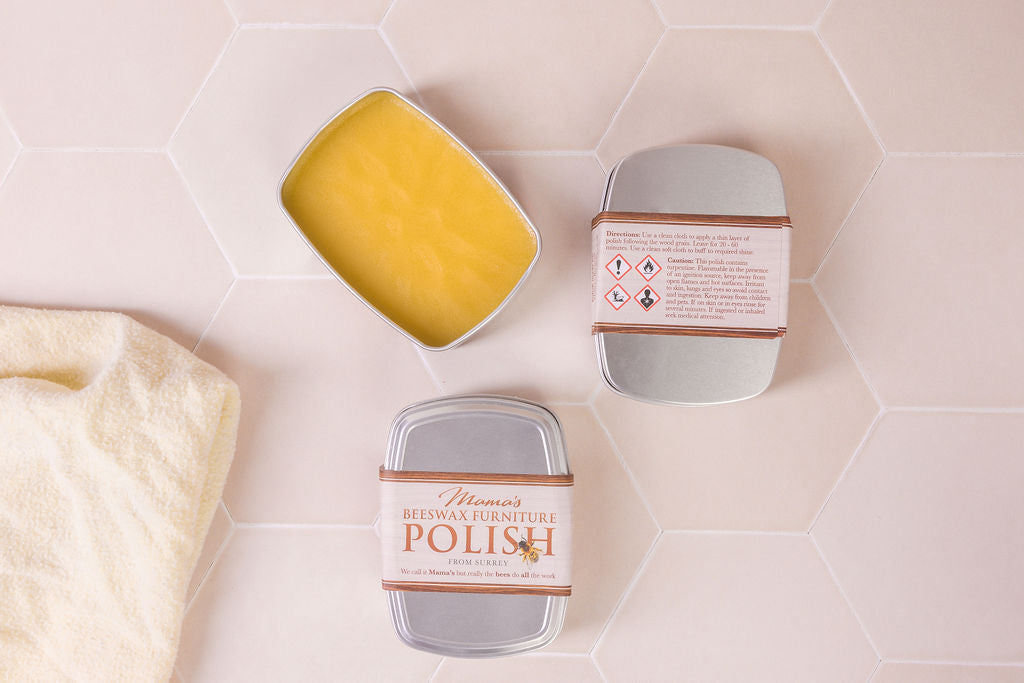 Rich, creamy beeswax furniture polish with natural ingredients, perfect for nourishing and protecting wooden surfaces