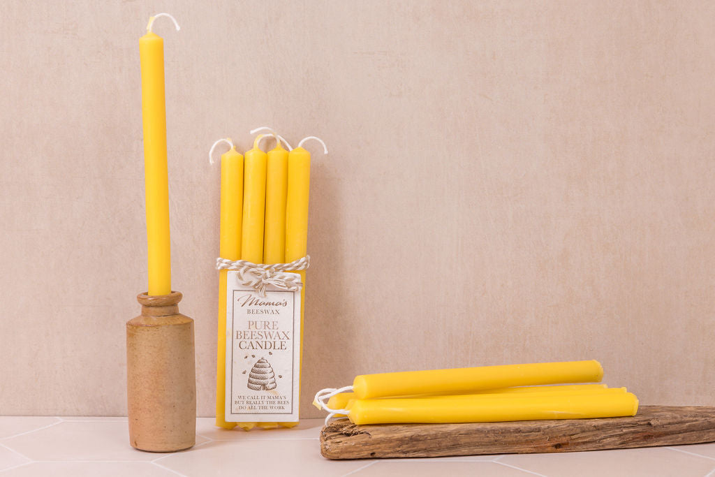 Elegant, pencil-thin pure beeswax candles for an eco-friendly ambiance