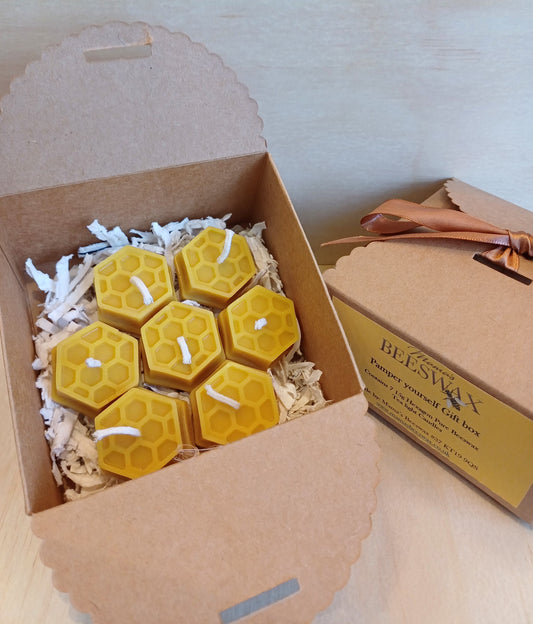 Beeswax tea-lights gift box