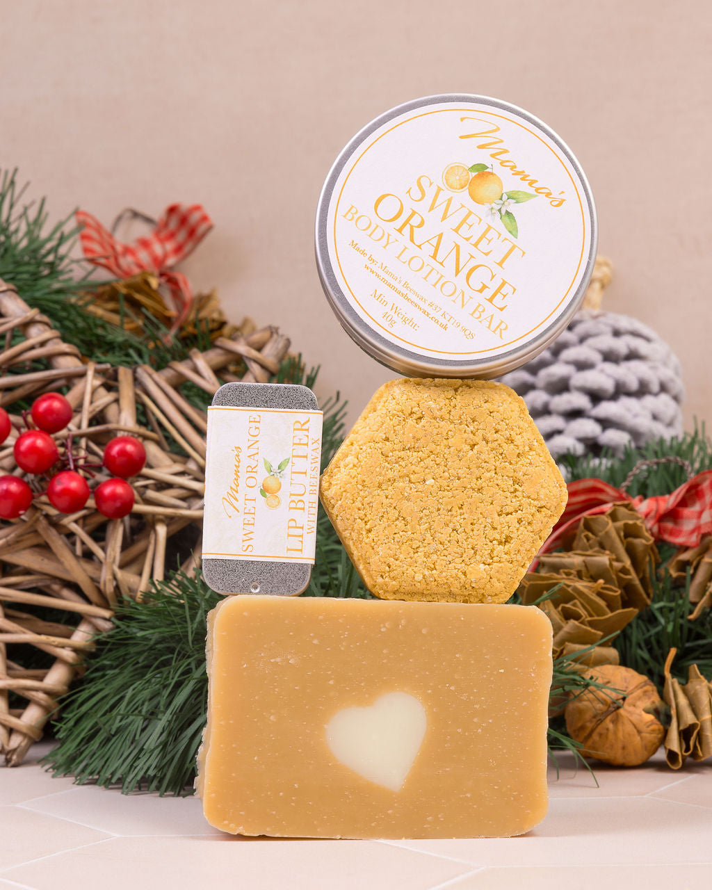 Sweet Orange Skincare Gift Set with handmade beeswax products