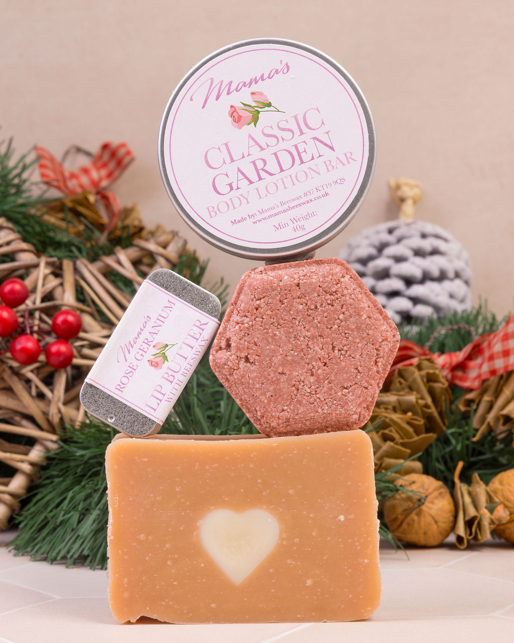 Classic Garden Skincare Gift Set with handmade beeswax products