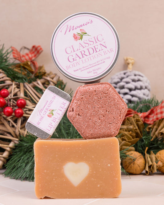 Classic Garden Skincare Gift Set with handmade beeswax products