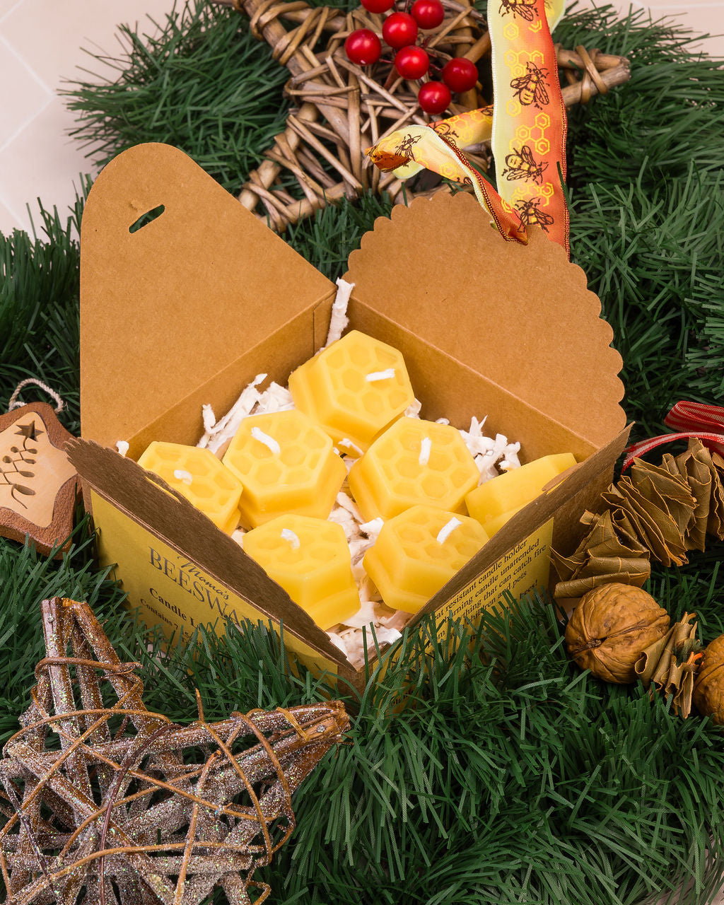 Beeswax candle tea-lights gift box