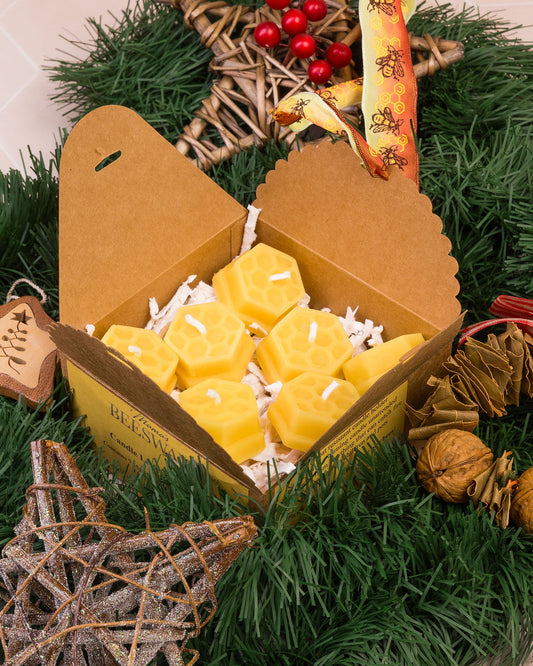 Beeswax candle tea-lights gift box